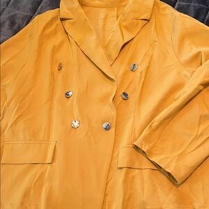 SHEIN Mustard Double-Breasted Blazer